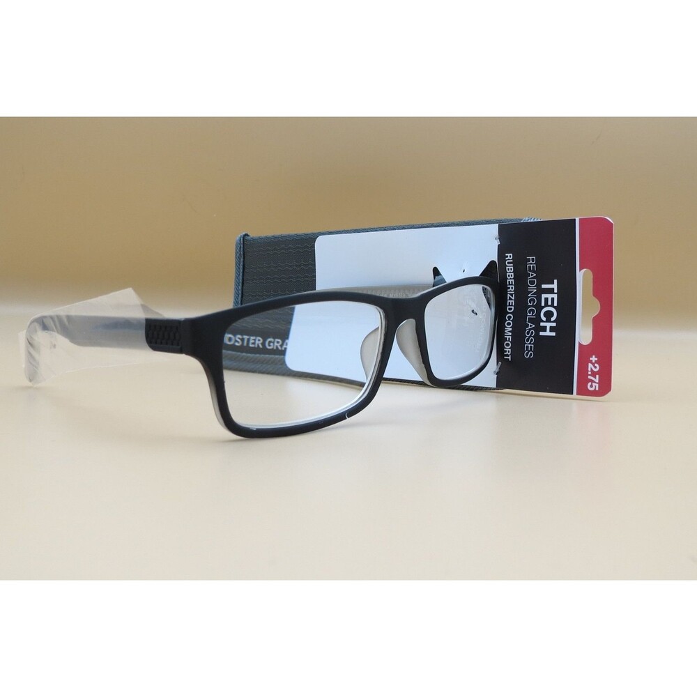 Foster Grant Tyler Reading Glasses +2.75 Magnification Grey Rectangular Frame